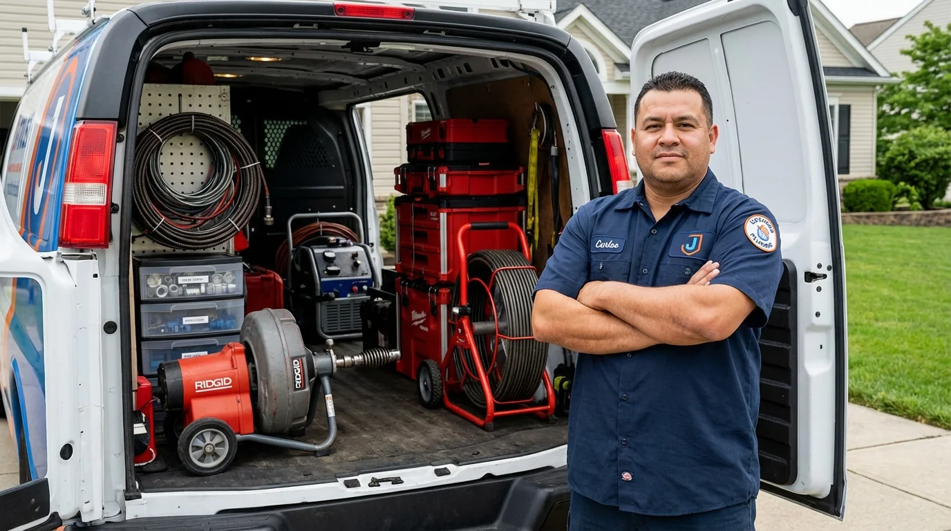 Professional drain cleaning equipment and Johns Plumbing LLC plumber in San Carlos