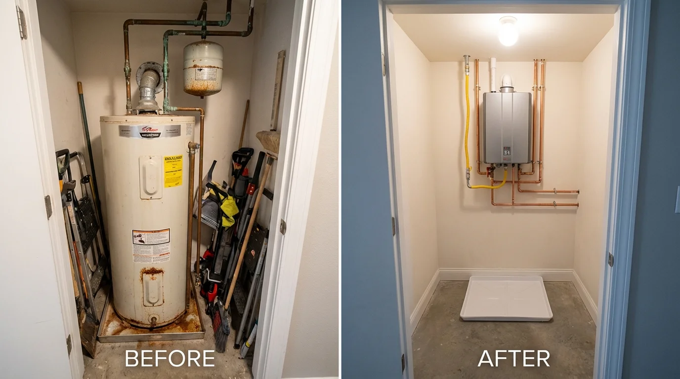 Tank water heater versus wall-mounted tankless unit comparison for San Carlos, AZ homeowners