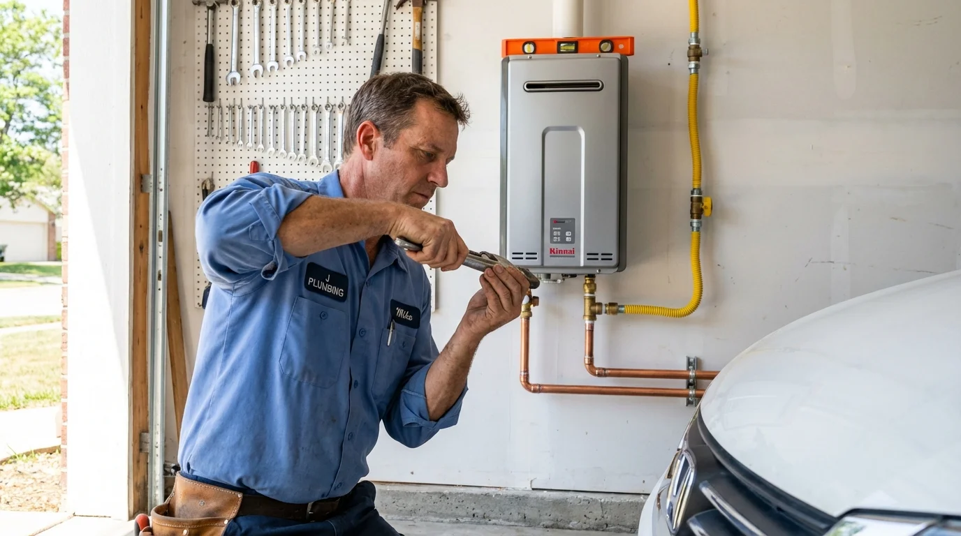 Tankless water heater installation by a Johns Plumbing LLC plumber in San Carlos