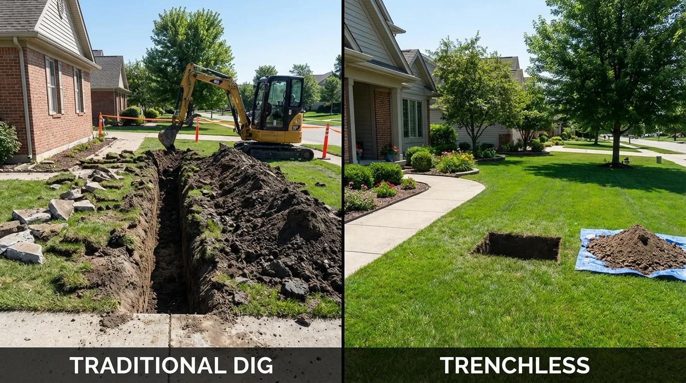 Trenchless sewer repair with minimal yard damage versus traditional excavation in San Carlos, AZ